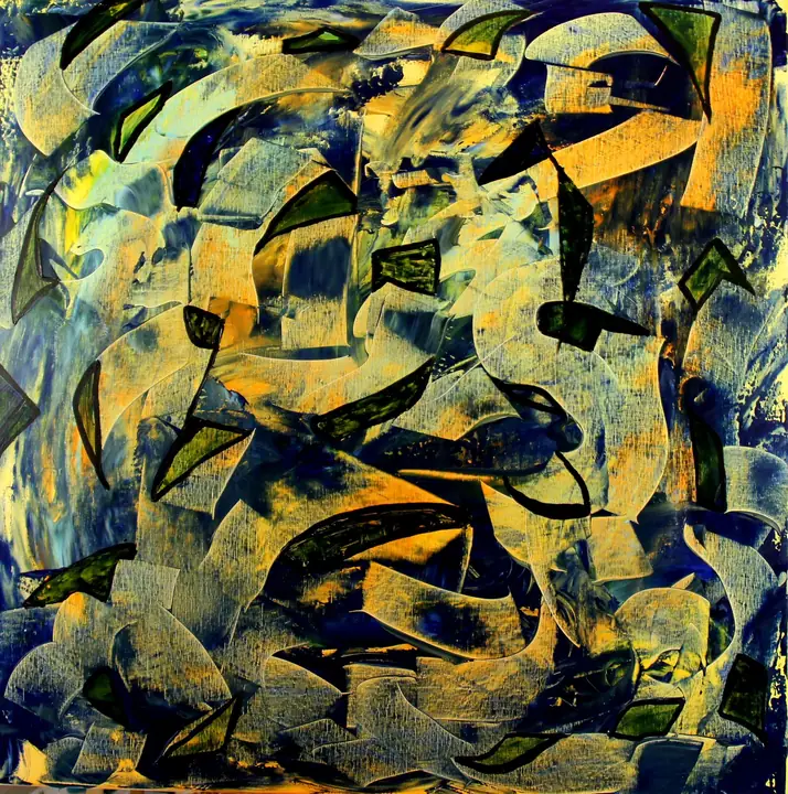 Marc Mengus, 2025#8, acrylique sur toile, 100 x 100 cm